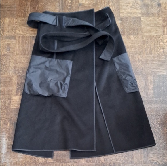 COS Dresses & Skirts - COS Black Asymmetrical Wrap Midi Skirt — Nylon Pocket Detail